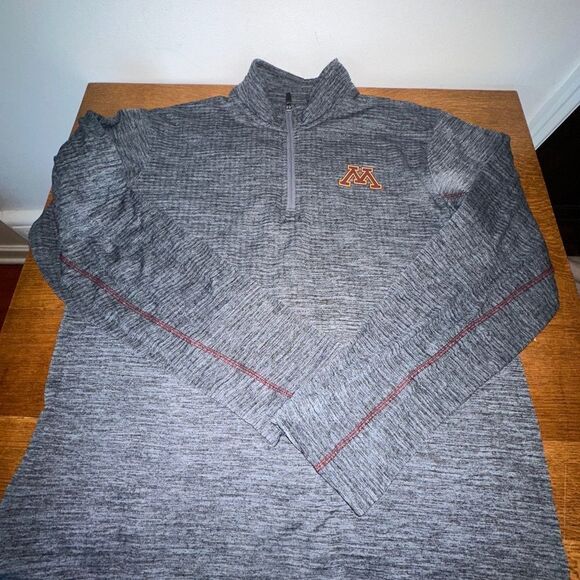 Minnesota Golden Gophers Shirt Adult Medium Gray Quarter Zip Pullover Mens Sz M - Picture 5 of 8